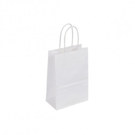 Sac kraft blanc poignées torsadées 14 x 8 x 21 cm