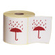 Rouleau d'étiquettes de signalisation adhésives impression rouge PARAPLUIE 70mm x 100mmRouleau d'étiquettes PARAPLUIEaRouleau d'