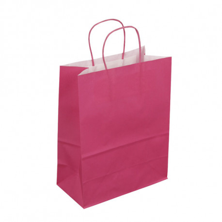 Sac kraft rose poignées torsadées 23 x 12 x 30 cm 
