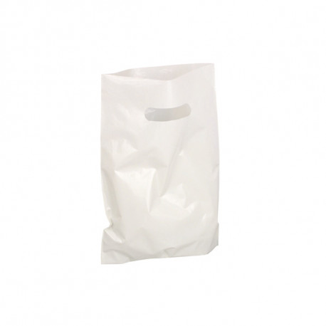 Sac plastique blanc poignée découpée 250 x 40 x 320 mm