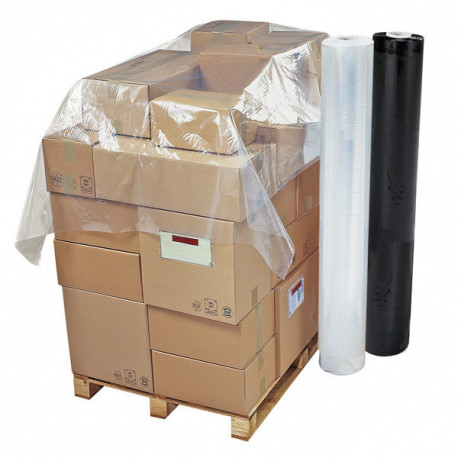 Coiffe palette en bobine prédécoupée PEBD Transparent 1400 mm x 450 m - 60µ