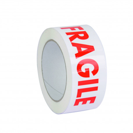 Ruban adhésif PP Blanc - FRAGILE - 50 mm x 100m x 28 µ