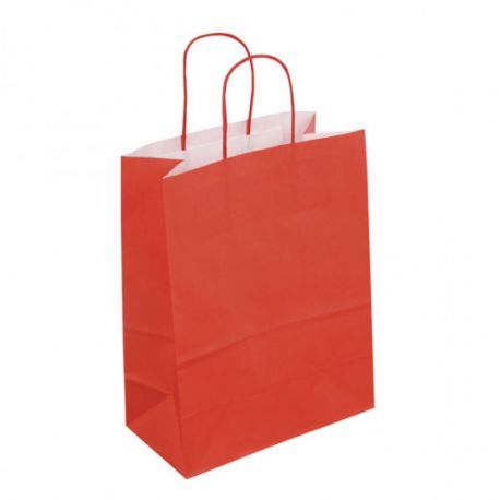 Sac kraft rouge poignées torsadées 35 x 14 x 40 cm