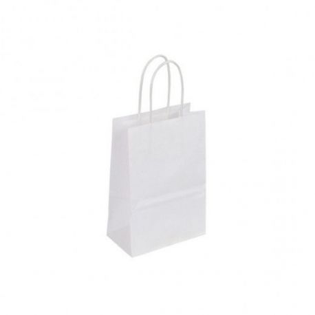 50 sacs kraft blanc poignées torsadées 35x14x44cm