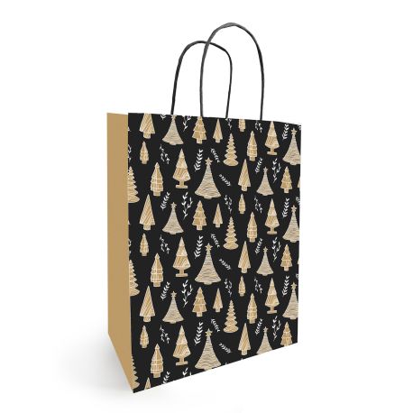 Sac kraft poignées torsadées Woody - 23 x 12 x 30 cm