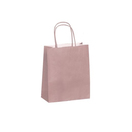 Sac kraft rose poudré poignées torsadées 18 x 8 x 22 cm