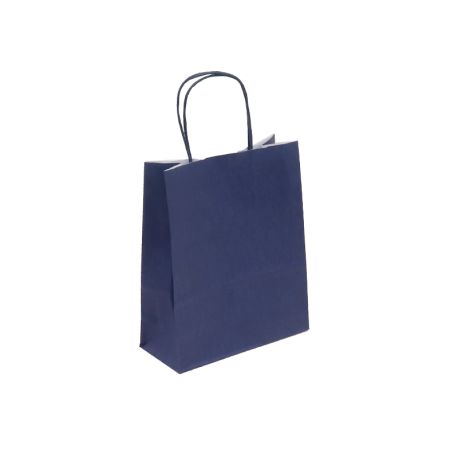 Sac kraft bleu navy poignées torsadées 18 x 8 x 22 cm