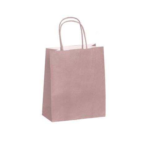 Sac kraft rose poudré poignées torsadées 23 x 12 x 30 cm