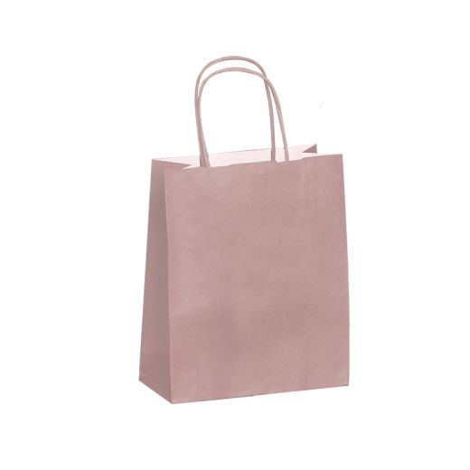 Sac kraft rose poudré poignées torsadées 23 x 12 x 30 cm