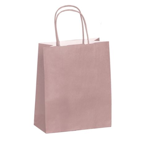 Sac kraft rose poudré poignées torsadées 35 x 14 x 41 cm
