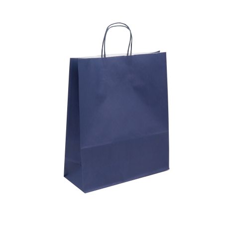 Sac kraft bleu navy poignées torsadées 35 x 14 x 41 cm