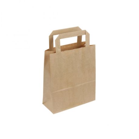 Sac kraft brun poignées plates 18 x 8 x 22 cm - carton de 300