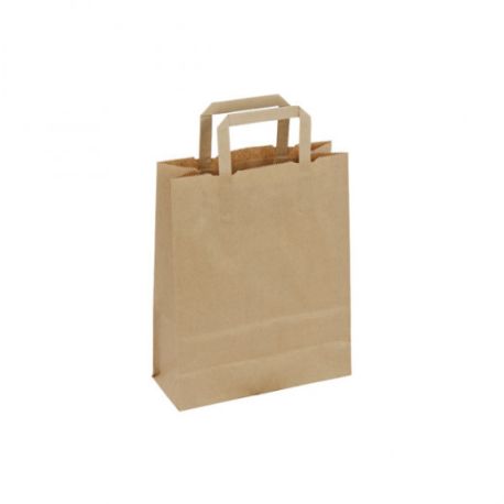 Sac kraft brun poignées plates 22 x 10 x 28 cm - carton de 250