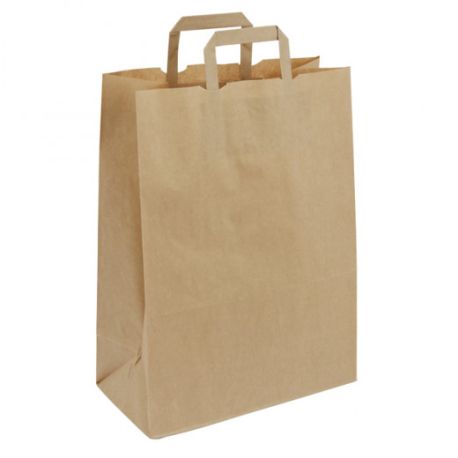 Sac kraft brun poignées plates 32 x 16 x 42 cm - carton de 250