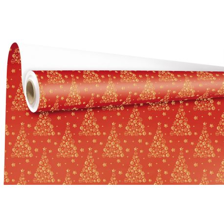 Rouleau papier couché blanc Goldy rouge et or 60g 0,69 x 25 m