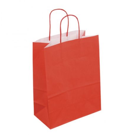 Sac kraft rouge poignées torsadées 18 x 8 x 22 cm