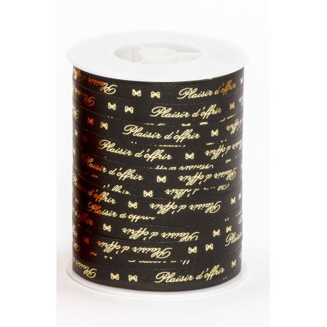 Bolduc plaisir d'offrir or/noir - 10 mm x 250 m