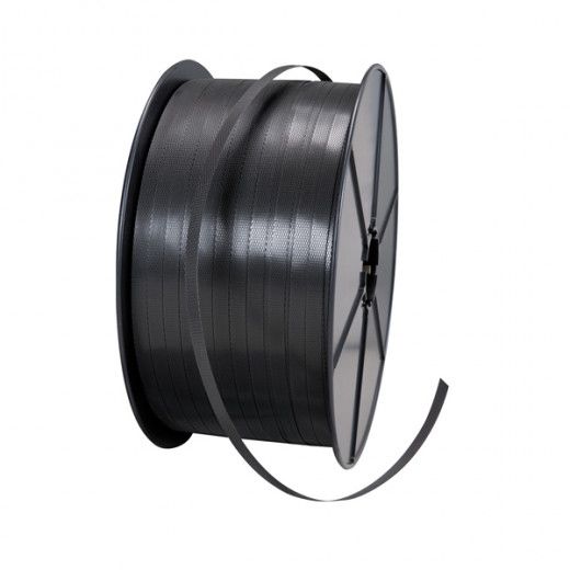 Bobine Feuillard PP 12x0,50mm Noir Manuel Mandrin ø650mm 800ML