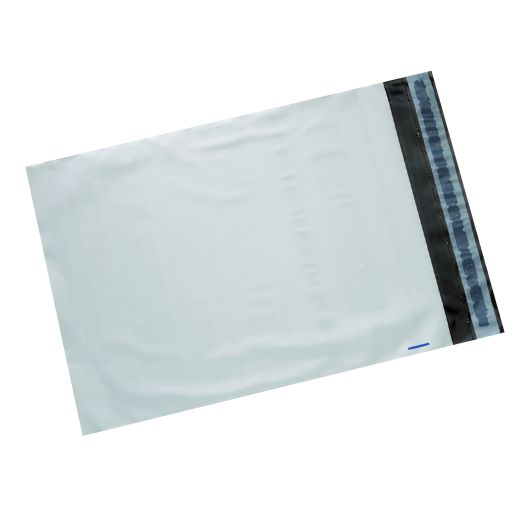 Pochette PE Expédition 510x600mm Blanc EXT Noir INT 80µ Rabat 50mm